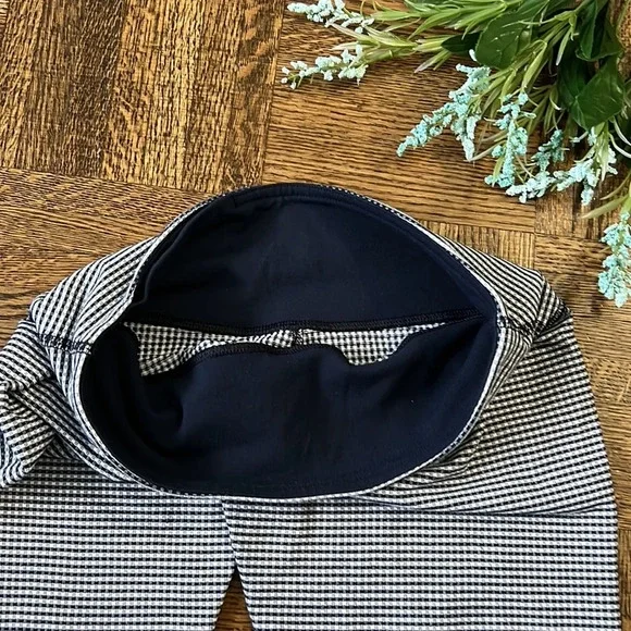 LULULEMON Wunder Under Cropped Leggings Navy White Gingham - Picture 4 of 6